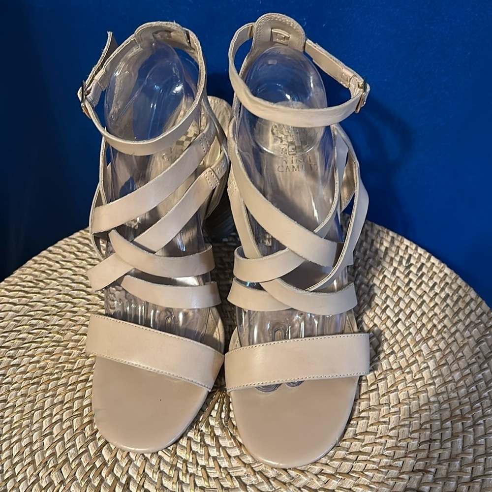 Women’s Vince Camuto Sutellie Cage Block Heel Leather Sandal Size 10